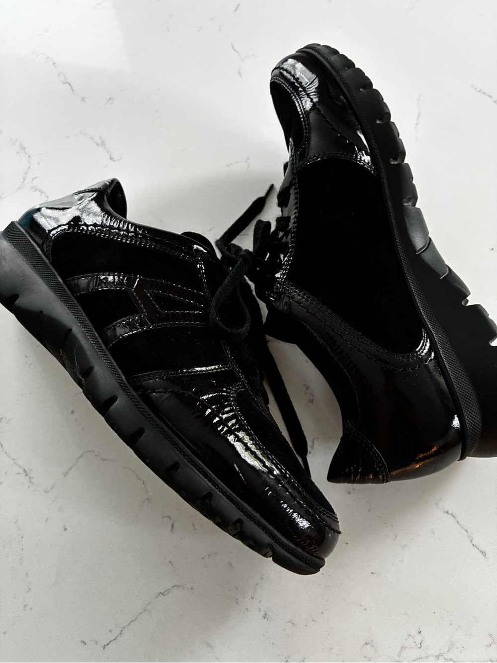 Ara Black Suede & Patent Lace-Up Sneakers size 7 - Picture 11 of 15